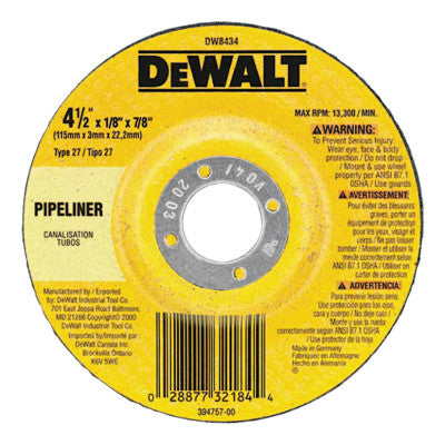 Dewalt DW8434 4-1/2"X1/8"X7/8" Pipeliner Cutting/Grinding Whee (25 Ea)