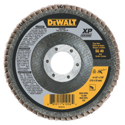 Dewalt DWA8280 Shell 4-1/2X7/8In Sg40 T29 Cer Flap Disc (10 Ea)