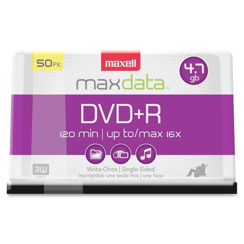Maxell MAX639013 Dvd Recordable Media - Dvd+R - 16X - 4.70 Gb - 50 Pack Spindle - 120Mm - 2 Hour Maximum Recording Time
