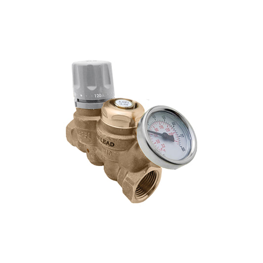 Caleffi 116260A ThermoSetter™Adjustable Thermal Balancing Valve 1" FNPT w/160F thermal disinfection Cartridge w/ Pressure Gauge