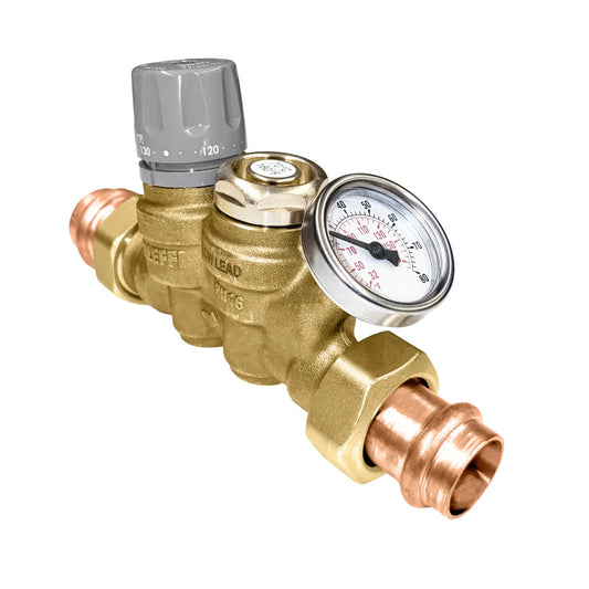 Caleffi 116250AC 006 ThermoSetter™Adjustable Thermal Balancing Valve 3/4" press unions, gauge, 160F therm. dis. cartridge