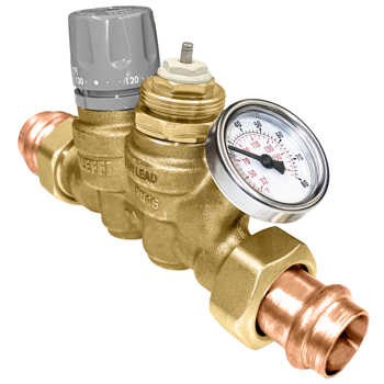 Caleffi 116340AC 006 ThermoSetter™Adjustable Thermal Balancing Valve ½” press unions, gauge, actuator dis. cartridge