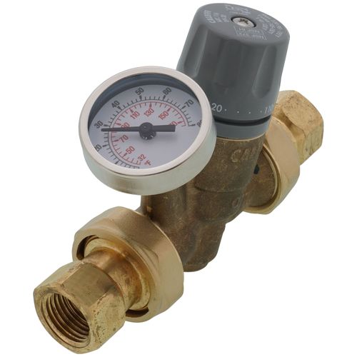 Caleffi 116441AC 002 ThermoSetter™Adjustable Thermal Balancing Valve ½” NPT female unions, gauge