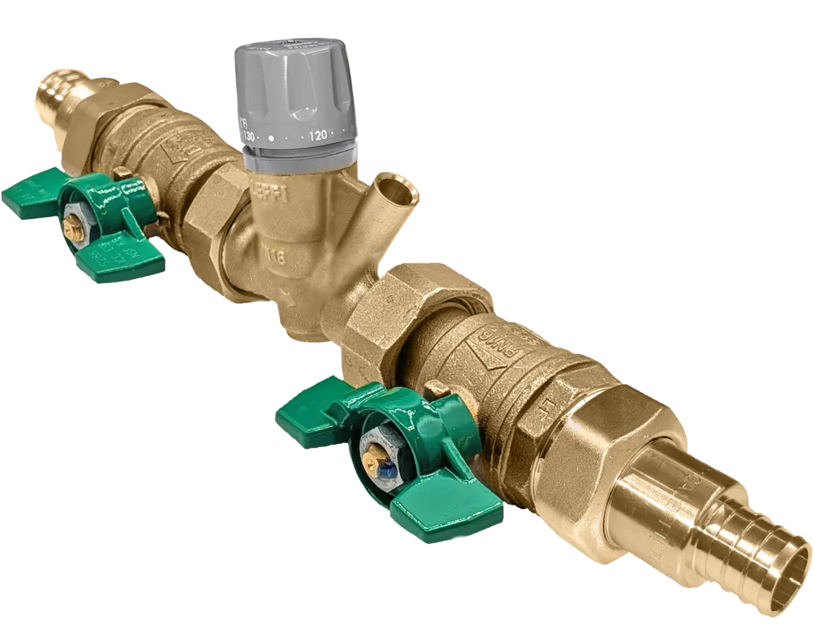 Caleffi 116441AC 008 ThermoSetter™Adjustable Thermal Balancing Valve ½” PEX expansion unions, gauge