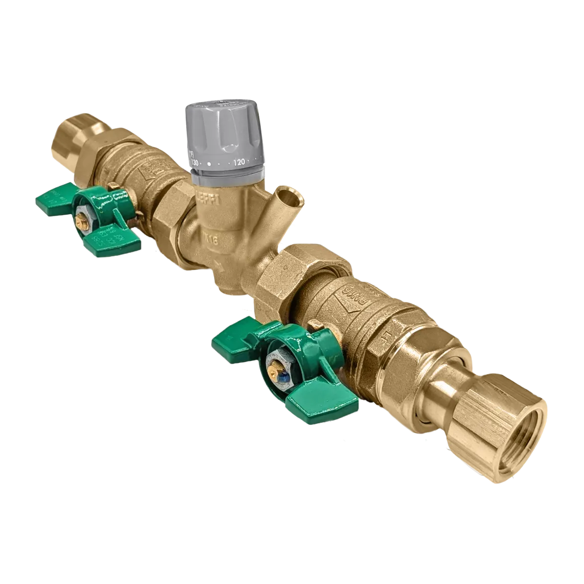 Caleffi 116441AC 102 ThermoSetter™Adjustable Thermal Balancing Valve ½” NPT female unions, gauge, isolation valves