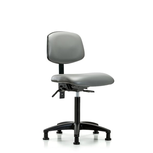 Blue Ridge Ergonomics VMBCH-RG-T1-A0-NF-RG-8840 Rutledge Vinyl Chair - Medium Bench Height with Seat Tilt & Stationary Glides in Sterling Supernova™ Vinyl