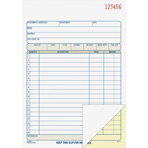 Adams ABFDC5805 Carbonless 2-part Numbered Sales Order Books