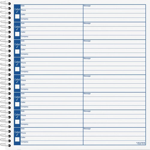 Adams ABFS8714 Voice Mail Log Book