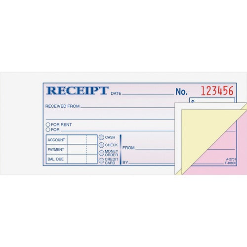 Adams ABFTC2701 Tapebound 3-part Money Receipt Book