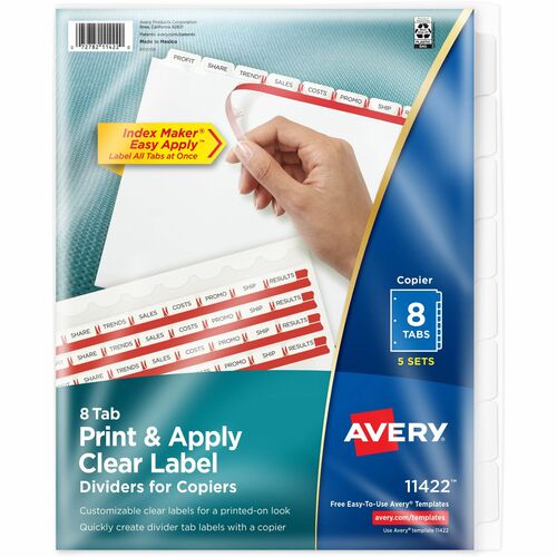 Avery® AVE11422 Avery® Print & Apply Clear Label Dividers - Index Maker Easy Peel Printable Labels
