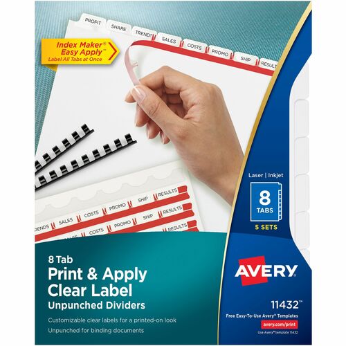 Avery® AVE11432 Avery® Print & Apply Label Unpunched Dividers - Index Maker Easy Apply Label Strip