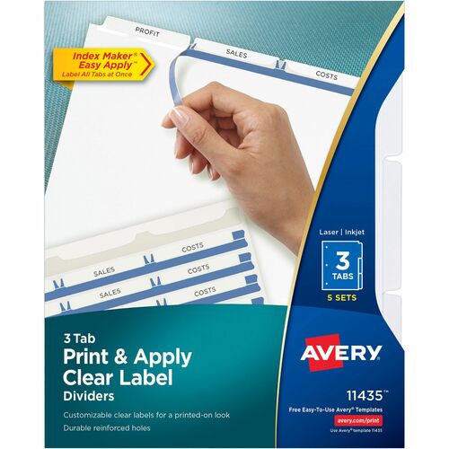 Avery® AVE11435 Avery® Print & Apply Clear Label Dividers - Index Maker Easy Apply Label Strip