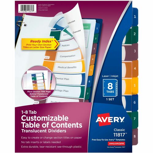Avery® AVE11817 Avery® Ready Index Customizable TOC Binder Dividers