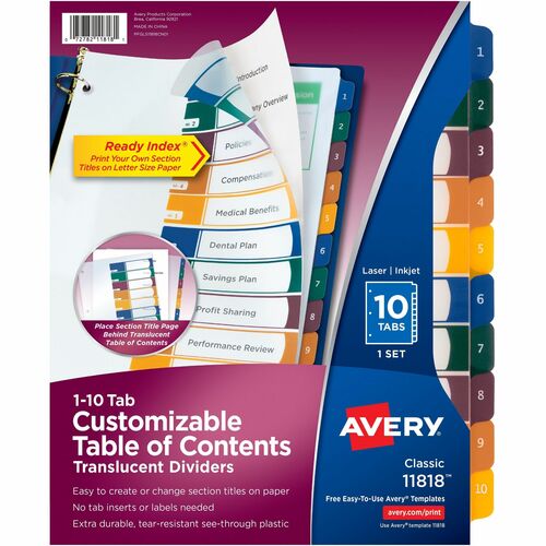 Avery® AVE11818 Avery® Ready Index Customizable TOC Binder Dividers