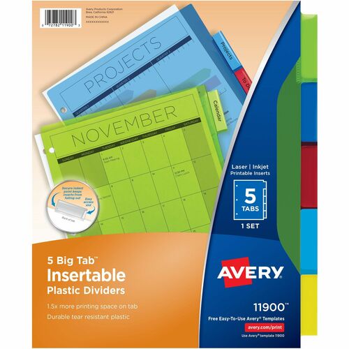 Avery® AVE11900 Avery® Big Tab Insertable Plastic Dividersfor Laser and Inkjet Printers
