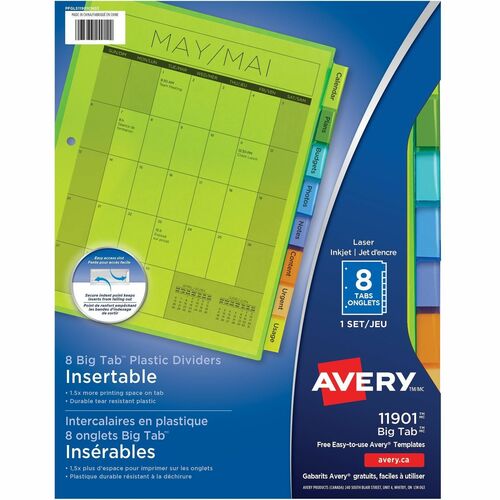 Avery® AVE11901 Avery® Big Tab Insertable Plastic Dividersfor Laser and Inkjet Printers