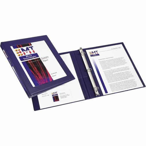 Avery® AVE68051 Framed View Binder - 1/2" Binder Capacity - Letter - 8 1/2" X 11" Sheet Size - 120 Sheet Capacity - 3 X D-Ring Fastener(S) - 2 Internal Pocket(S) - Vinyl - Navy - Recycled - 1 Each