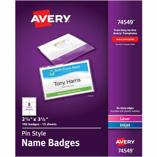 Avery® AVE74549 Avery® Pin-Style Name Badges