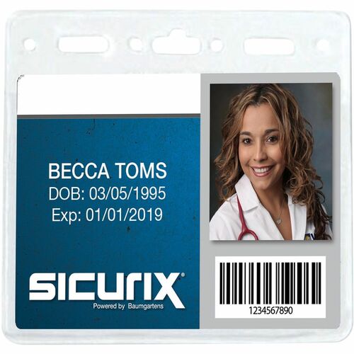 SICURIX BAU67830 Id Badge Holder - 4" X 3" - Vinyl - 50 / Pack - Clear