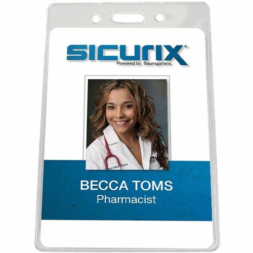 SICURIX BAU67880 Id Badge Holder - 3.9" X 3.6" - Vinyl - 50 / Pack - Clear