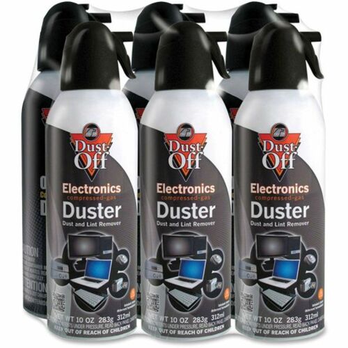 Falcon FALDPSXL6 Dust-Off Dpsxl6 Xl Compressed Gas Duster - Ozone-Safe, Moisture-Free - 6 / Pack - Black