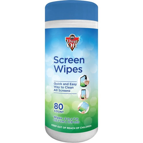 Dust-Off FALDSCT Dust-Off Dsct Anti-Static Screen Cleaning Wipes - For Display Screen - Streak-Free, Pre-Moistened, Non-Abrasive, Alcohol-Free - 80 / Canister - White