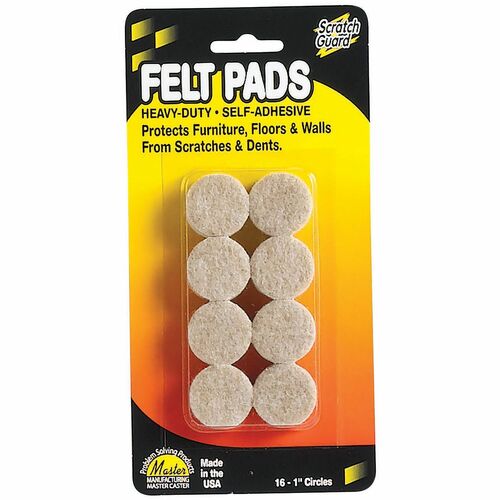 Scratch Guard MAS88496 Master Scratch Guard 88496 Heavy Duty Felt Pads - 16 Pad Of 1" Diameter - Circle - Self-Adhesive - Beige - Polyester - 16/Pack