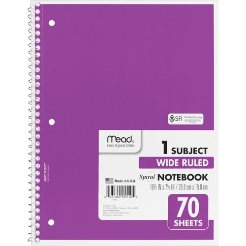 Mead MEA05510 Wide Ruled 1-Subject Notebook