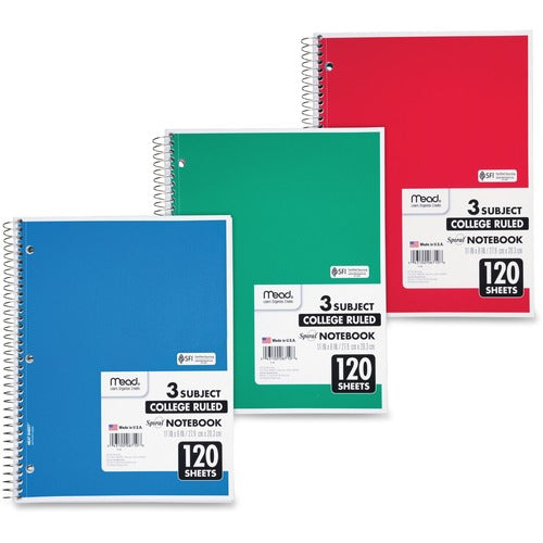 Mead MEA06710 3-Subject Wire-bound Notebook - Letter-size