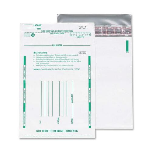 Quality Park QUA45228 Night Deposit Bag - 10" Width X 13" Length - White - Polyethylene - 100/Pack - Deposit