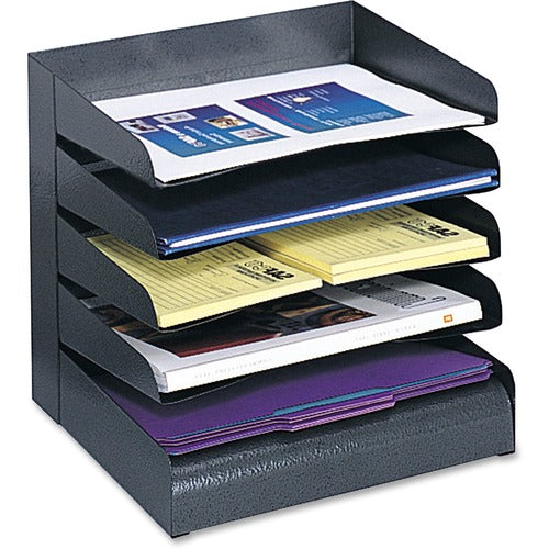 Safco SAF3127BL Letter-Size Desk Tray Sorter - 5 Tier(S) - Desktop - Black - Steel - 1Each