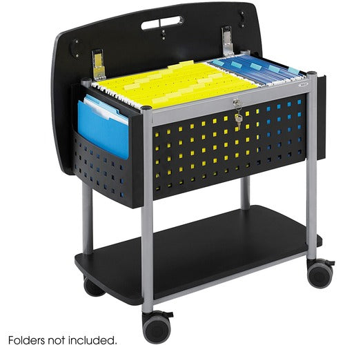 Safco SAF5370BL Scoot Mobile File Cart - 200 Lb Capacity - 4 Casters - 3" Caster Size - Steel - 29.8" Width X 18.8" Depth X 27" Height - Black