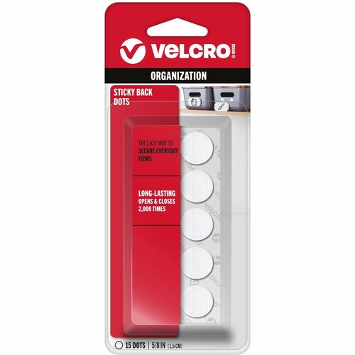 VELCRO® VEK90070 Sticky Back 5/8in Circles White 15 Ct