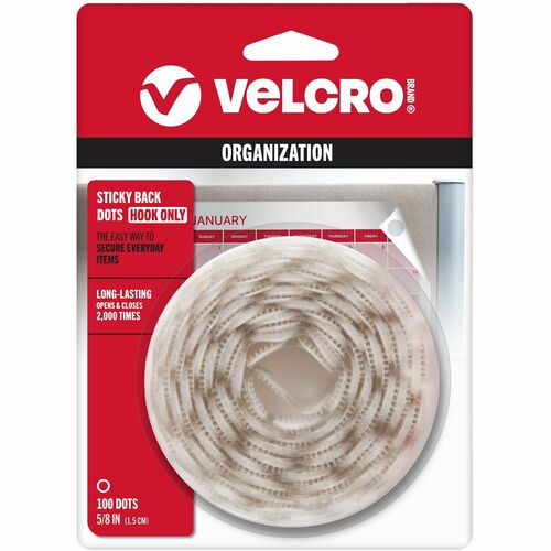 VELCRO® VEK90204 Sticky Back 5/8in Circles White 100 ct