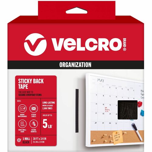 VELCRO® VEK91137 Sticky Back 30ft x 3/4in Roll Black