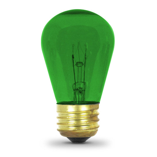 Feit Electric 11S14/TG-130 11W Green Light S14 Base (E26 Replacement) Exposed Filament Incandescent Sign Light Bulb