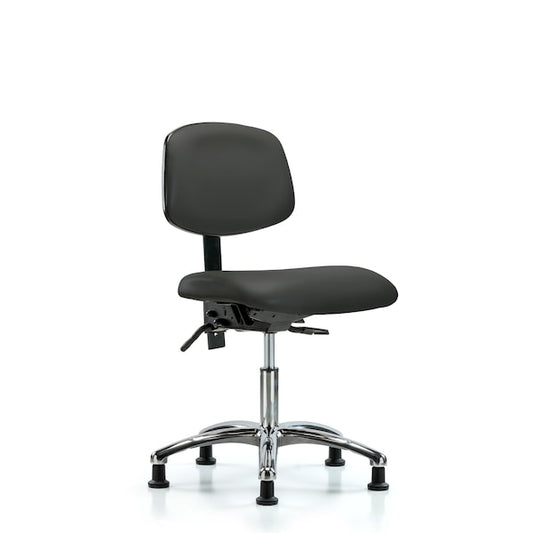 Blue Ridge Ergonomics VDHCH-CR-T1-A0-RG-8605 Rutledge Vinyl Chair Chrome - Desk Height with Seat Tilt & Stationary Glides in Charcoal Trailblazer™ Vinyl