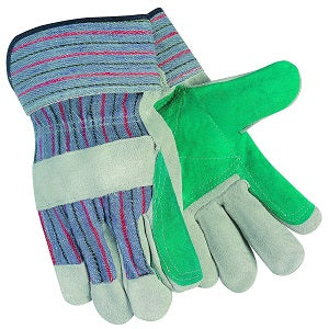 MCR Safety 12010DP Split Leather Double Palm Work Gloves Economy Grade Leather 2.5 Inch Rubberized Safety Cuff (1 DZ)