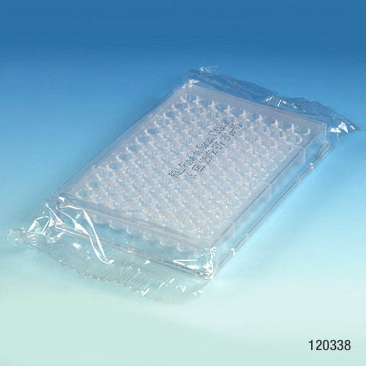 Globe Scientific 120338 Microtest Plate 96-Well Flat Bottom PS STERILE Individually Wrapped, CS/50