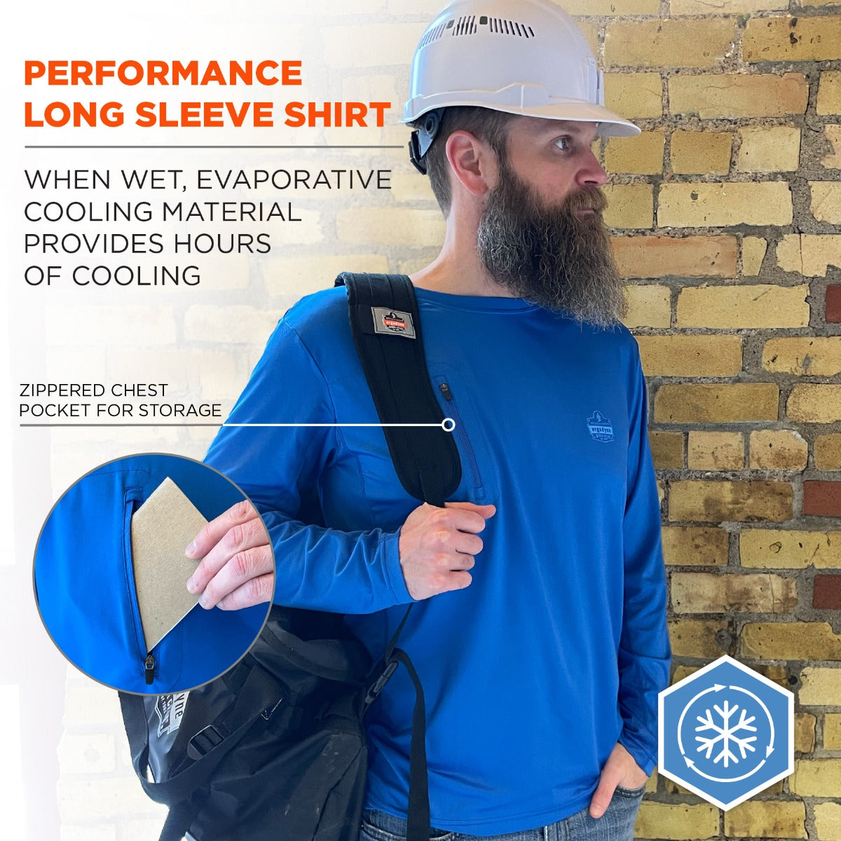 Ergodyne 12155 Chill-Its 6689 Cooling Long Sleeve Sun Shirt with UV Protection