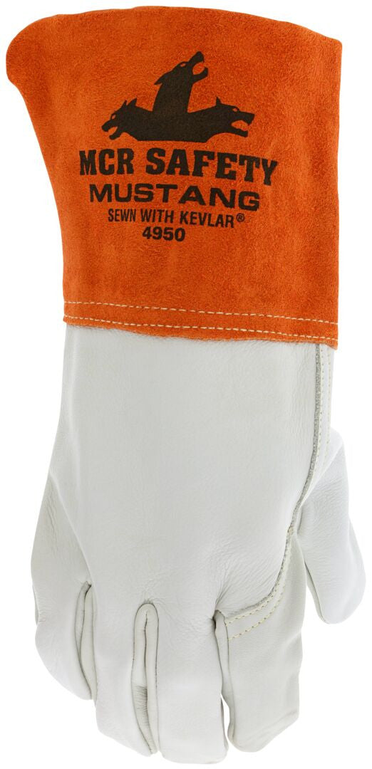MCR SAFETY 4950M Grain Leather Gauntlet Cuff Sewn W/Kevl (1 PR)