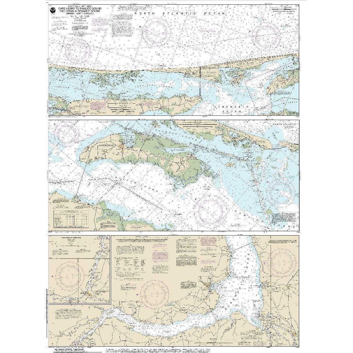 Paradise Clay NO_12205 HISTORICAL NOAA Cape Henry to Pamlico Sound, Including Albemarle Sd.; Rudee Heights (6 PAGE FOLIO)