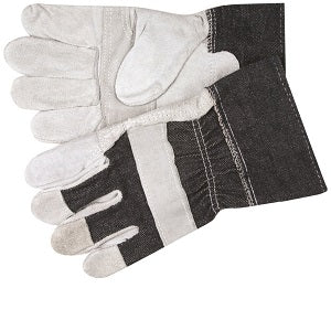 MCR Safety 1220DX Split Leather Palm Work Gloves Economy Grade with Patch Palm 2.5 Inch Denim Cuff (1 DZ)