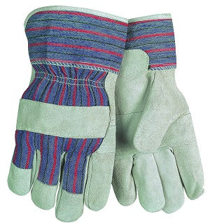 MCR Safety 1220SX Split Leather Palm Work Gloves Economy Grade with Patch Palm 2.5 Inch Starched Safety Cuff (1 DZ)