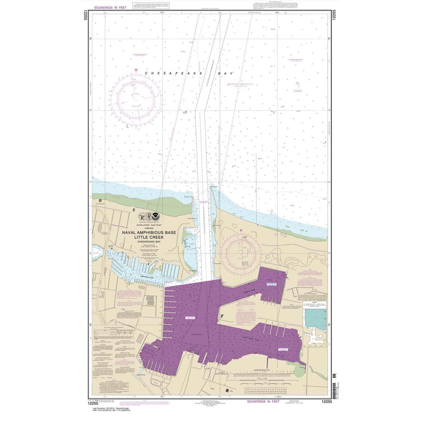 Paradise Clay NO_12255 HISTORICAL NOAA Chart Little Creek Naval Amphibious Base