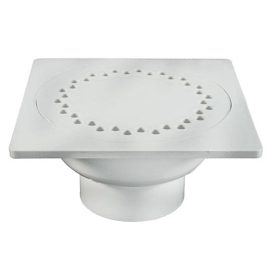 Jones Stephens D42010 9" x 9" PVC Bell Trap with 4" Hub Fit Outlet