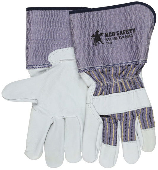 MCR Safety 1936M Mustang Premium Grain Leather Leather Palm Work Gloves 4.5 Inch Rubberized Gauntlet Cuff (1 DZ)