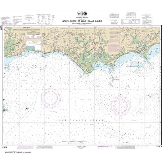 Paradise Clay NO_12374 HISTORICAL NOAA Chart North Shore of Long Island Sound Duck Island to Madison Reef