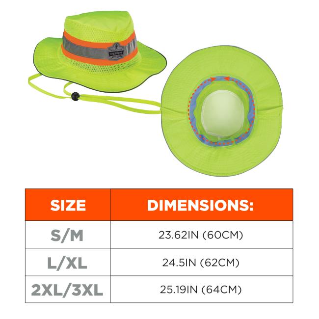 Ergodyne 12600 Chill-Its 8935CT Hi-Vis Ranger Sun Hat - PVA Cooling