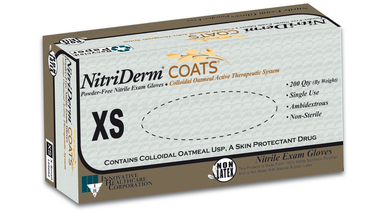 Innovative Healthcare 125052 Nitriderm Coats Nitrile Exam Gloves - Xs, 200 Gloves/Bx, 10 Bx/Cs